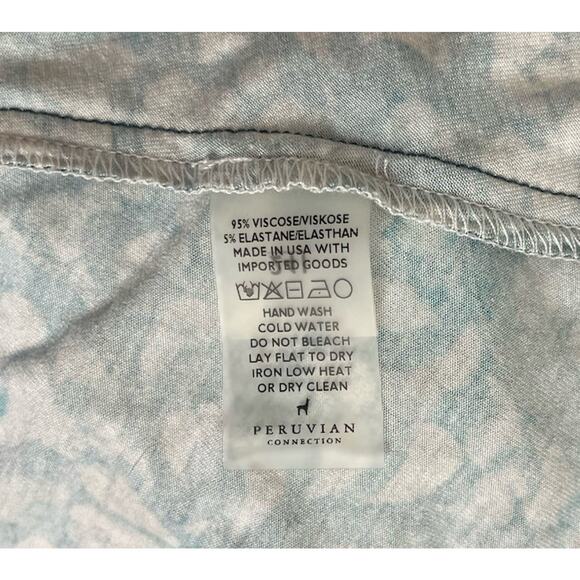 Peruvian Connection Sant'Elia Jersey Dress Lotus Blossom Denim Green Size Medium - Picture 9 of 9